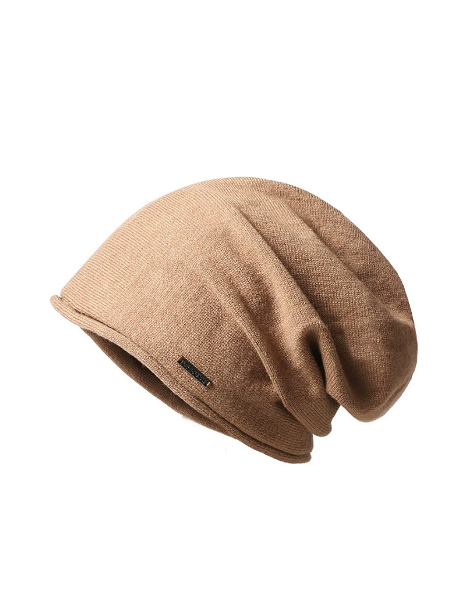 Women Casual Autumn Pure Color Warm Knitted Hat