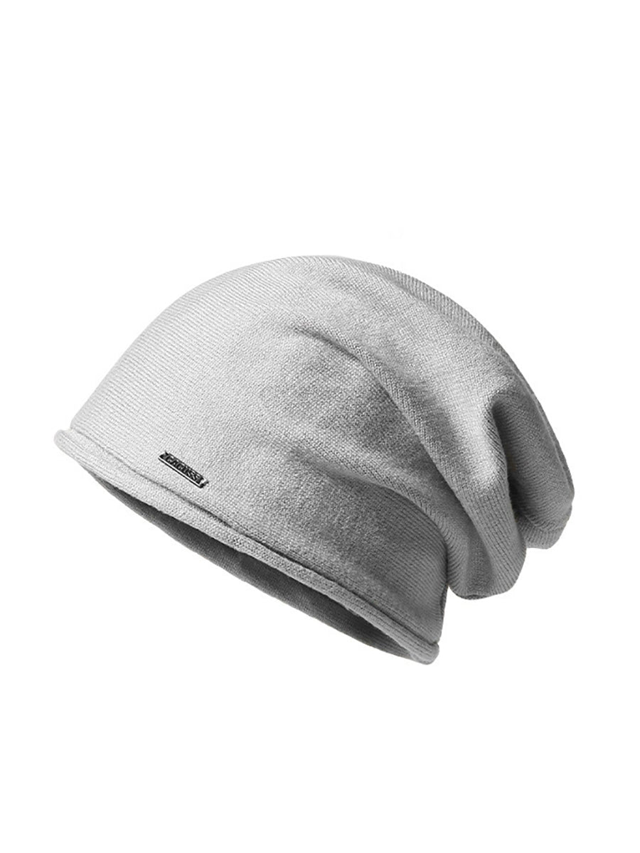 Women Casual Autumn Pure Color Warm Knitted Hat