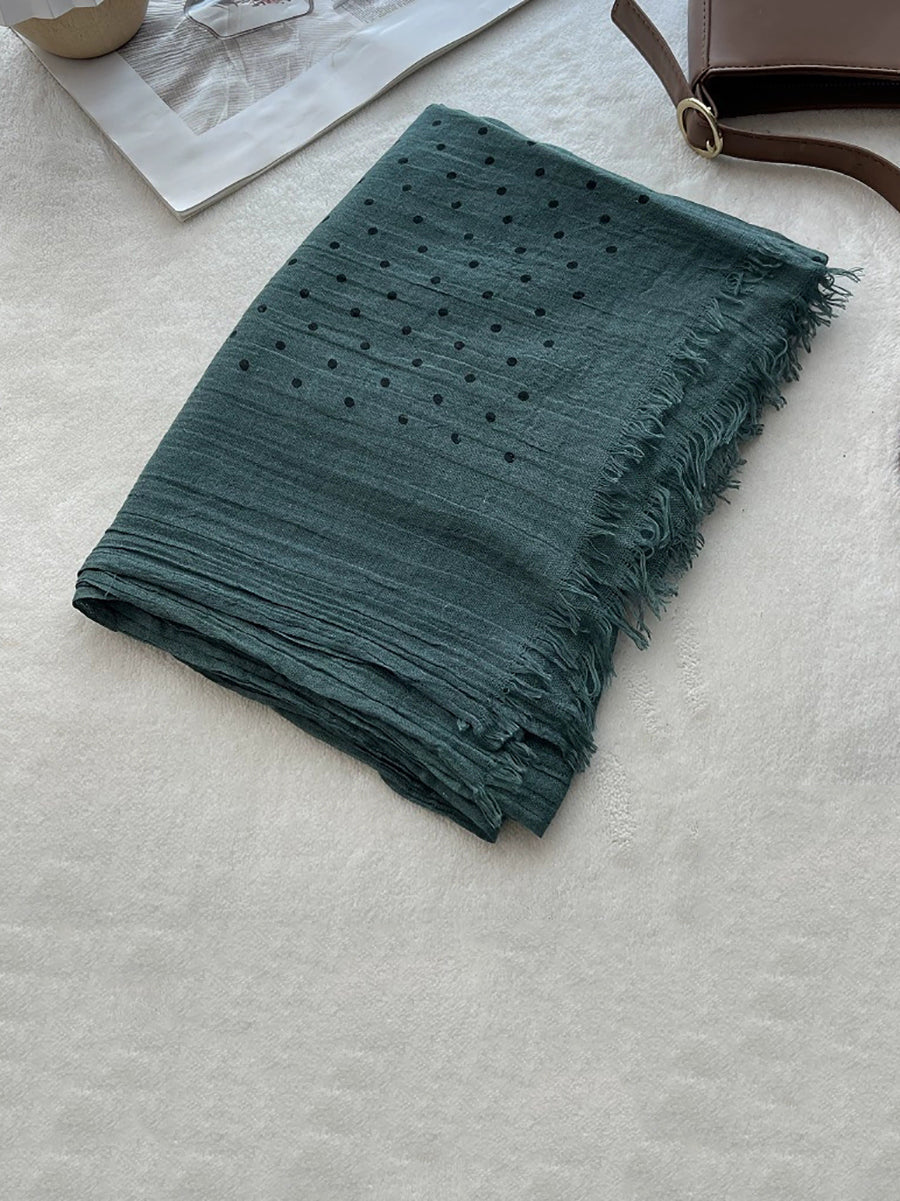 Women Autumn Artsy Dot Tassel Shawl Scarf