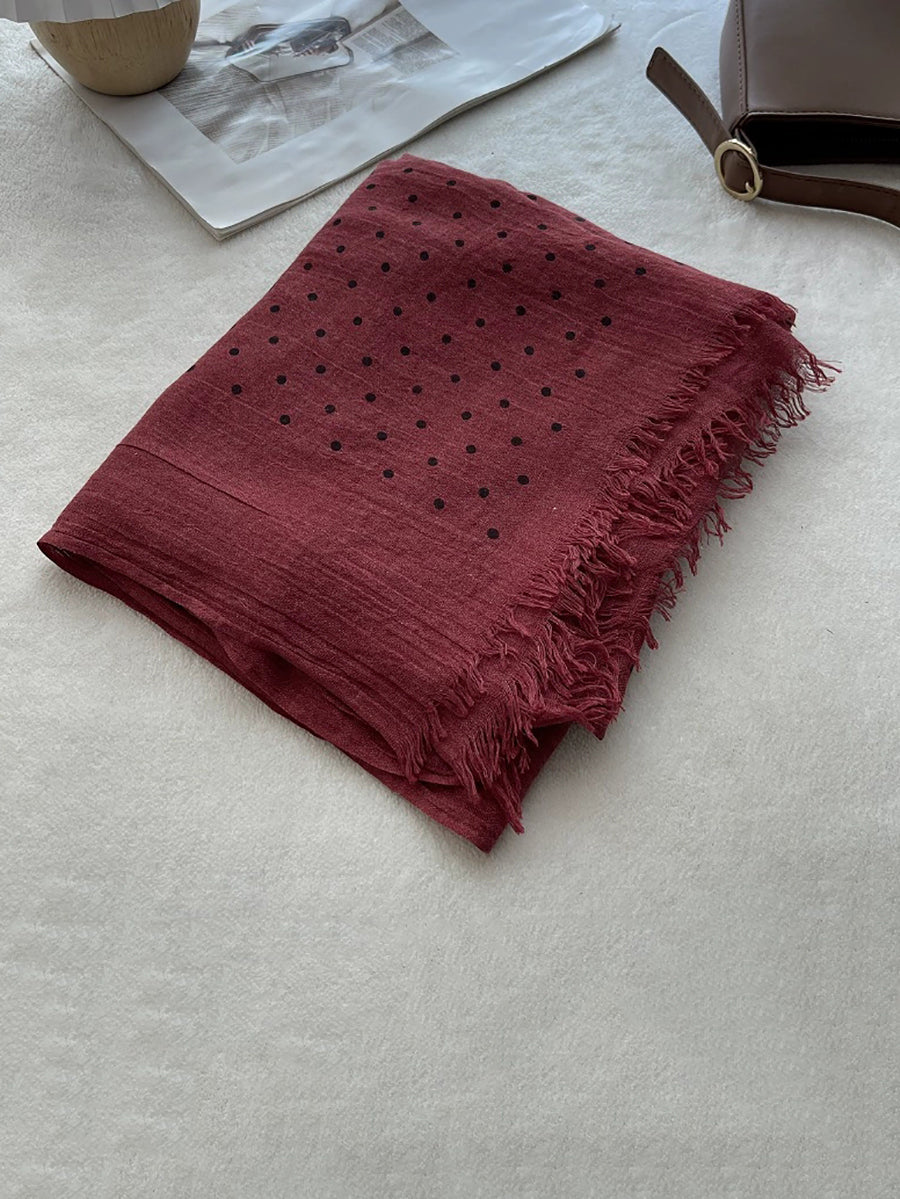 Women Autumn Artsy Dot Tassel Shawl Scarf