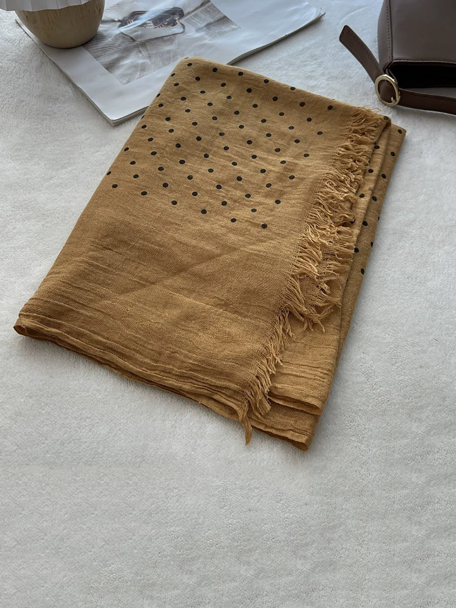 Women Autumn Artsy Dot Tassel Shawl Scarf