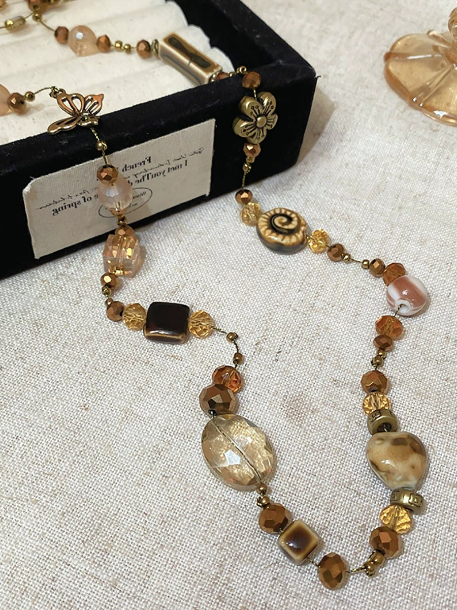 Women Autumn Geometric Alloy Acrylic Ceramic Long Necklace