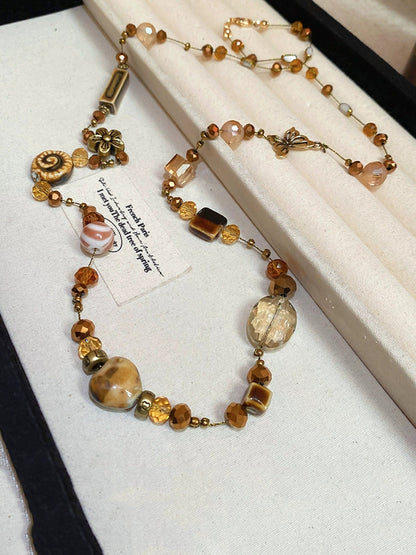Women Autumn Geometric Alloy Acrylic Ceramic Long Necklace