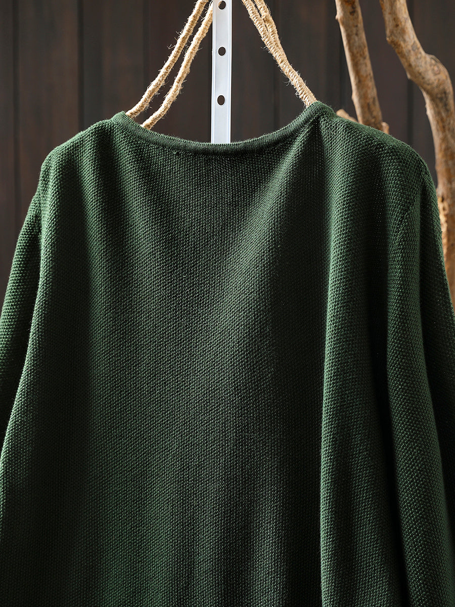 Women Autumn Artsy Colorful Button V-Neck Knitted Blouse