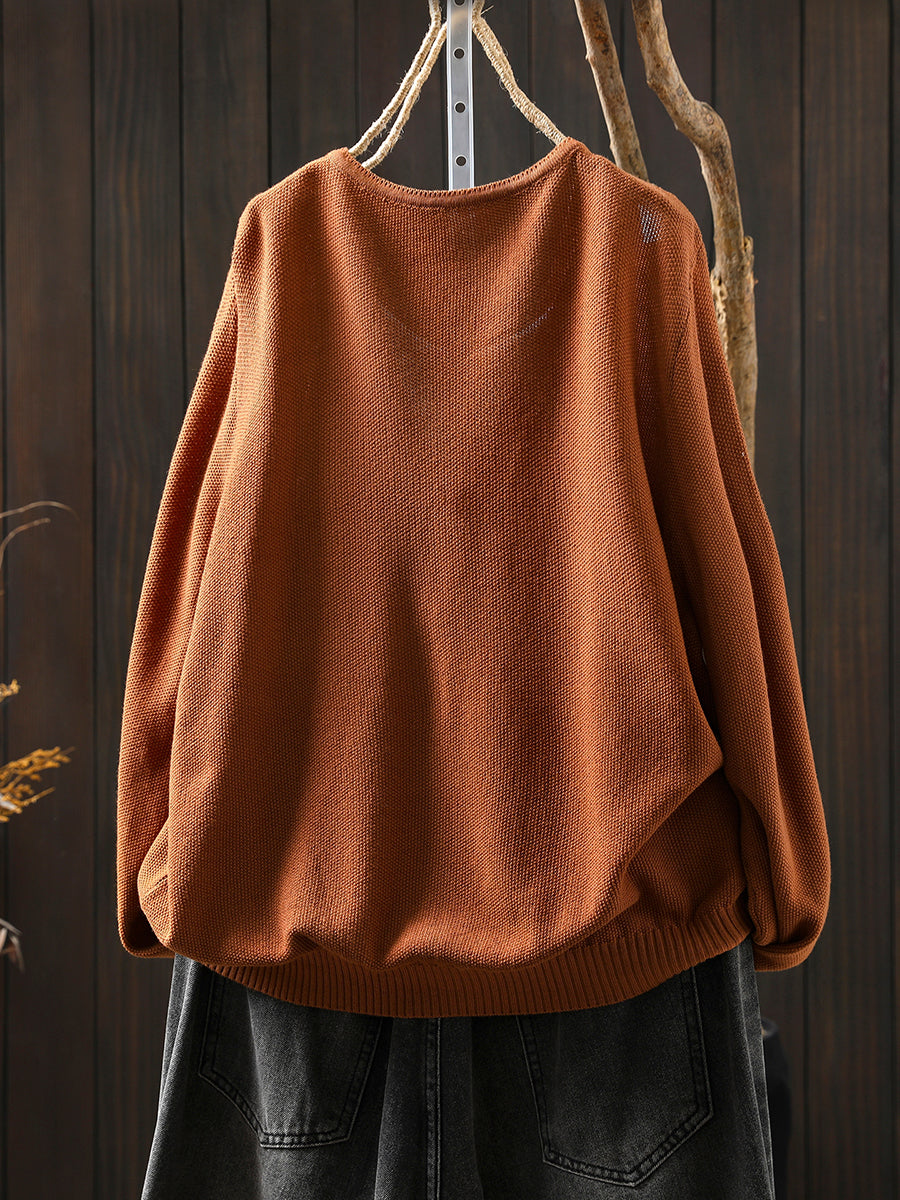 Women Autumn Colorblock Fake Two Knitted V-Neck Blouse