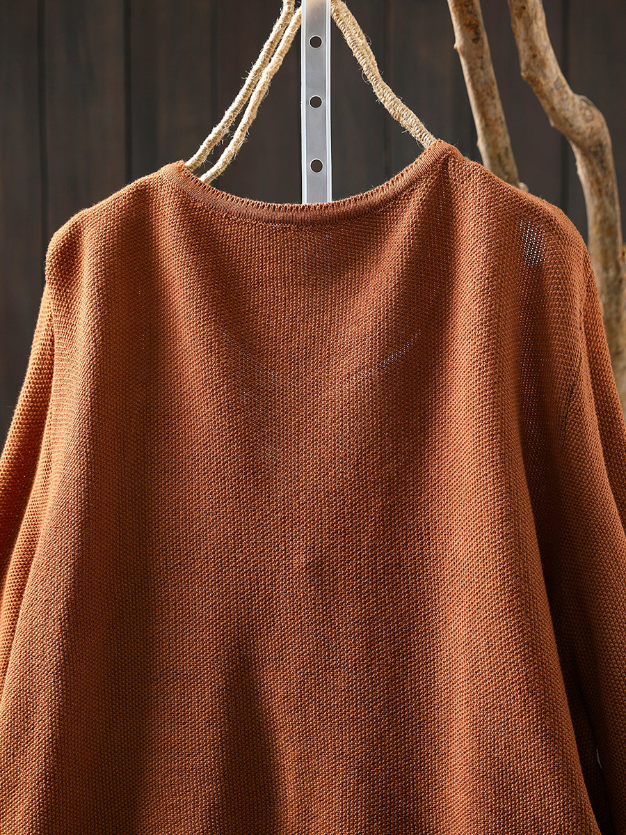 Women Autumn Colorblock Fake Two Knitted V-Neck Blouse