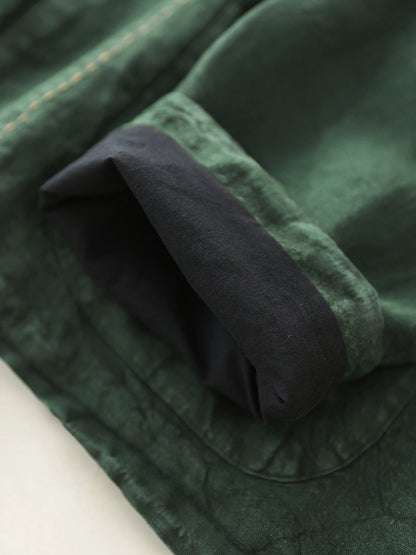 Women Autumn Ethnic Pure Color Stand Collar 100%Linen Coat