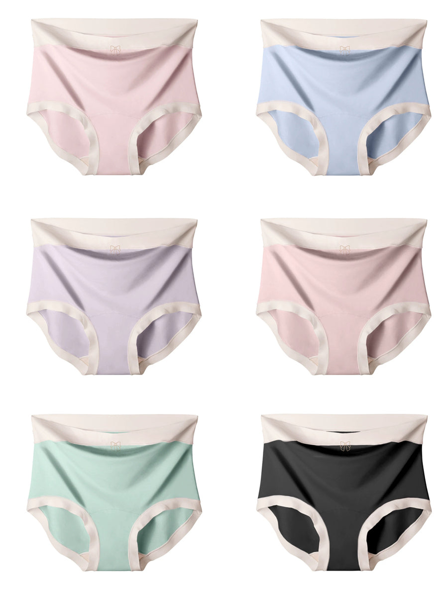 6 Pieces Summer Women High Waist Colorblock Underwear