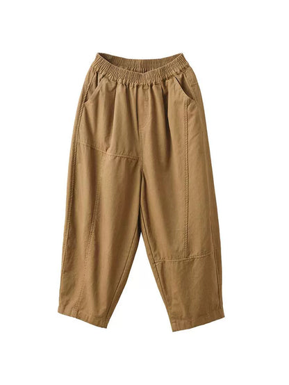 Women Summer Pure Color 100%Cotton Harem Pants