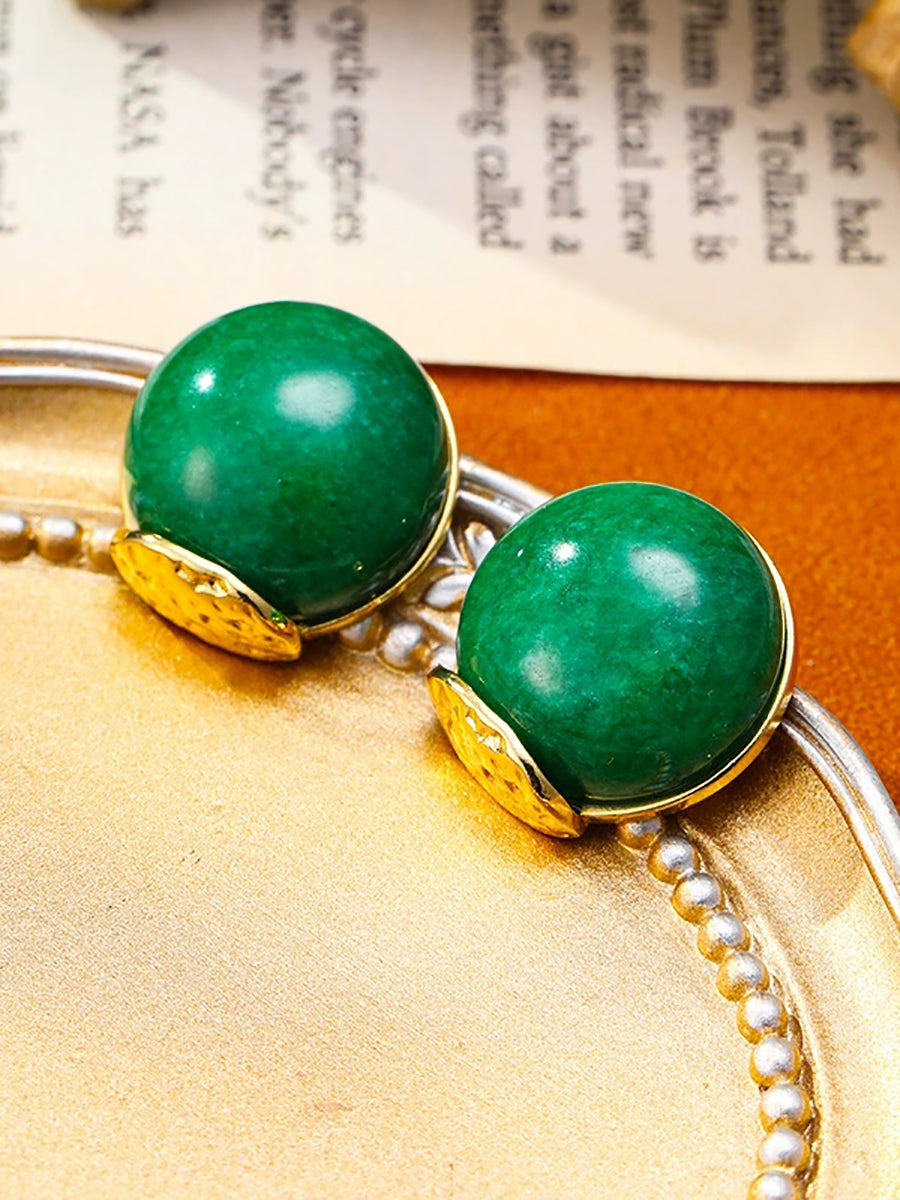 Women Vintage Pearl Stone Alloy Ear Stubs