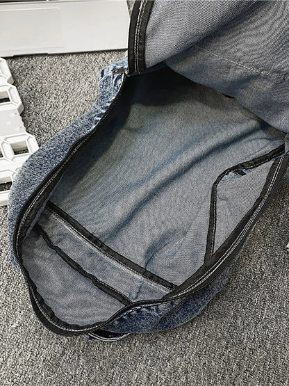 Women Vintage Washed Denim Backpack