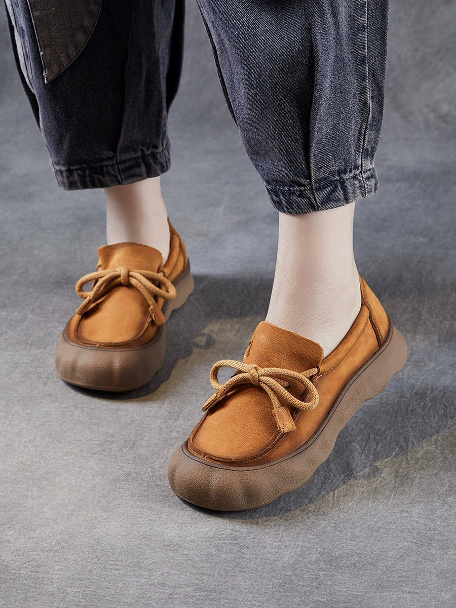 Women Vintage Genuine Leather Strap Flat Shoes