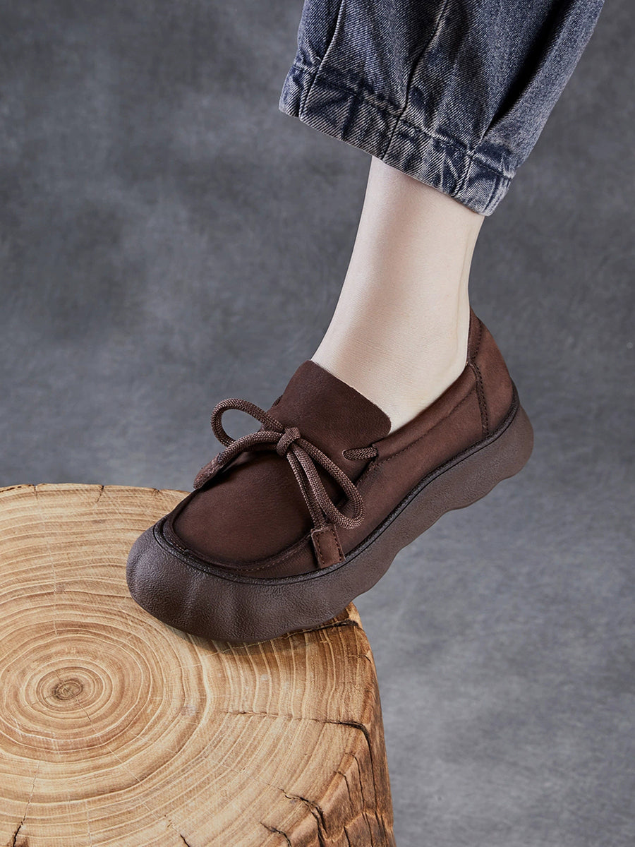 Women Vintage Genuine Leather Strap Flat Shoes
