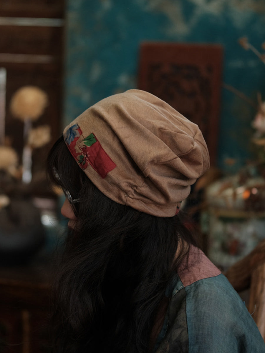 Women Ethnic Patchwork Slouchy Beanie