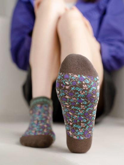 5 Pairs Women Artsy Floral Short Socks