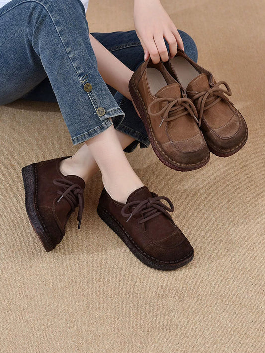 Women Vintage Genuine Leather Strap Flat Shoes