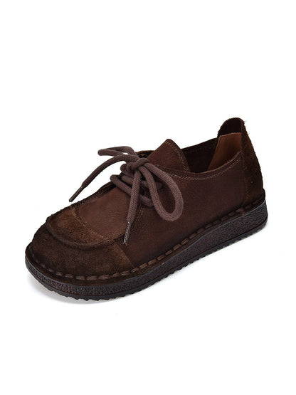 Women Vintage Genuine Leather Strap Flat Shoes