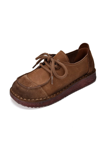 Women Vintage Genuine Leather Strap Flat Shoes