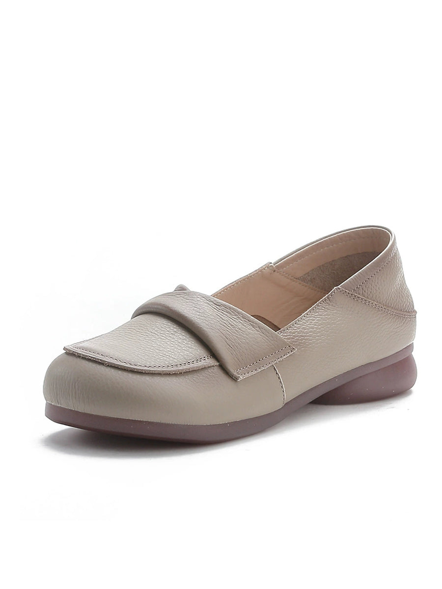 Women Spring Genuine Leather Spliced Low Heel Shoes