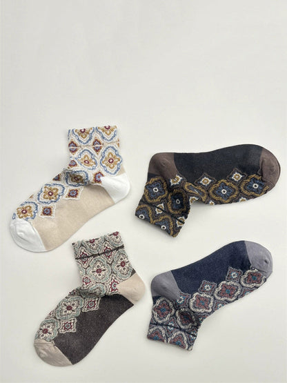 5 Pairs Women Summer Flower Embossment Ankle Socks