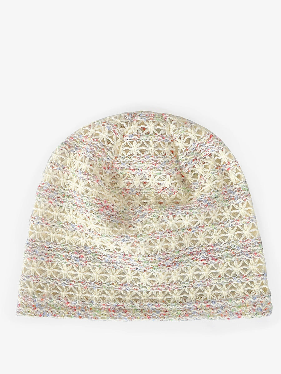 Women Summer Stripe Knitted Hollow Out Hat