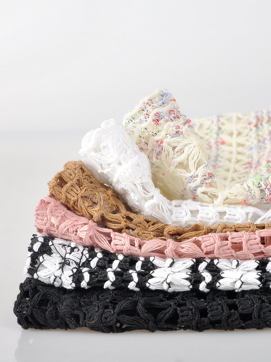 Women Summer Stripe Knitted Hollow Out Hat