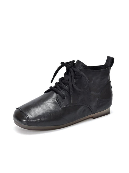 Women Autumn Genuine Leather Low Heel Ankle Boots