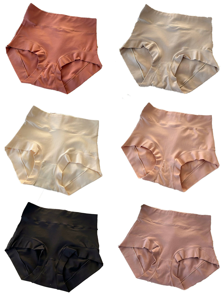 6 Pieces Summer Women High Waist Pure Color Underwear