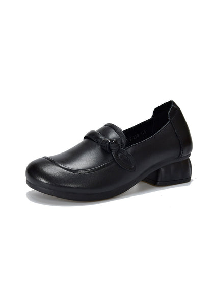 Women Autumn Genuine Leather Mid Heel Shoes