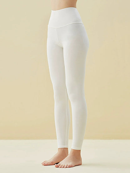 Women Autumn Warm Pure Color High Waist Cotton Leggings