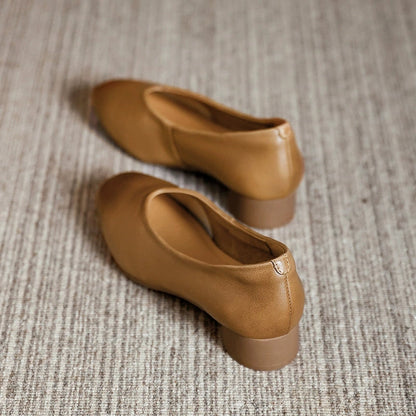 Women Autumn Genuine Leather Mid Heel Shoes