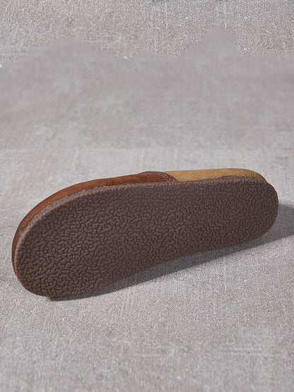 Women Retro Genuine Leather Spliced Flat Shoes