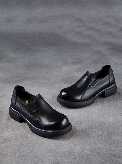 Women Summer Genuine Leather Mid Heel Shoes