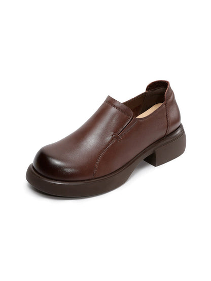 Women Summer Genuine Leather Mid Heel Shoes