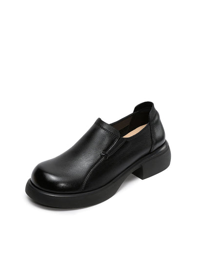 Women Summer Genuine Leather Mid Heel Shoes