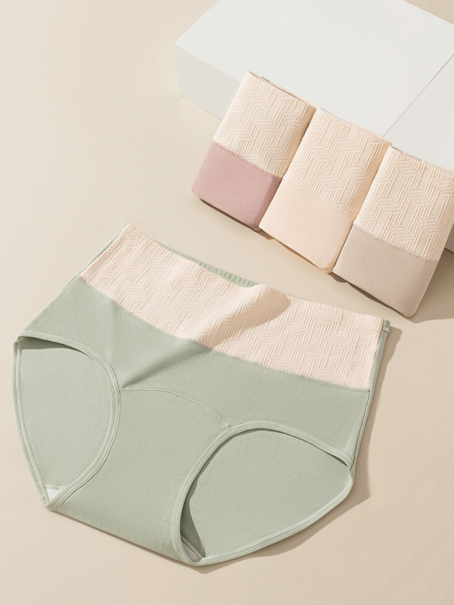 6 Pieces Women High Waist Colorblock Cotton Underwear