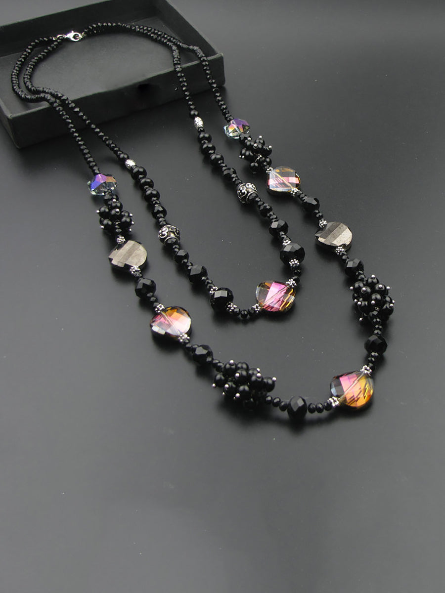 Women Fashion Crystal Resin Alloy Weave Necklace