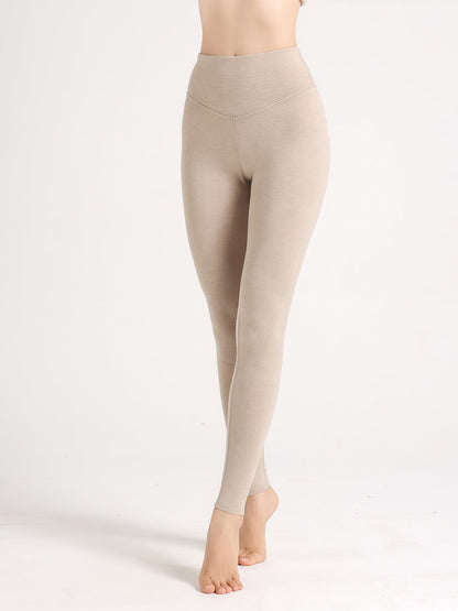 Women Autumn Warm Pure Color High Waist Leggings