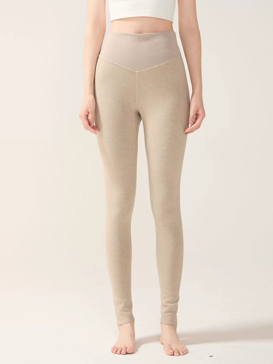 Women Autumn Warm Pure Color High Waist Leggings