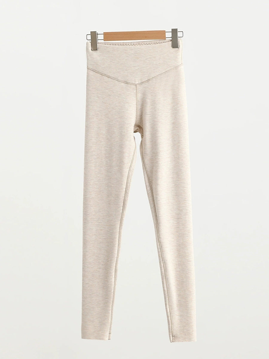 Women Autumn Warm Pure Color High Waist Leggings