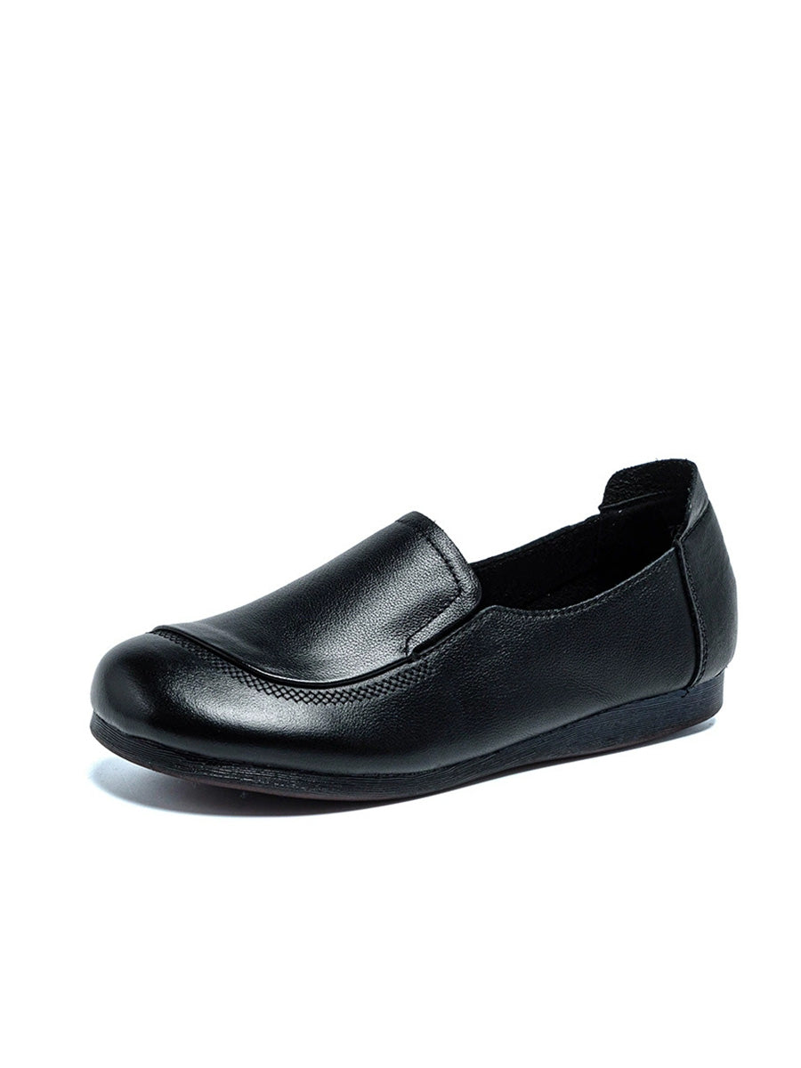 Women Vintage Genuine Leather Spliced Flat Shoes