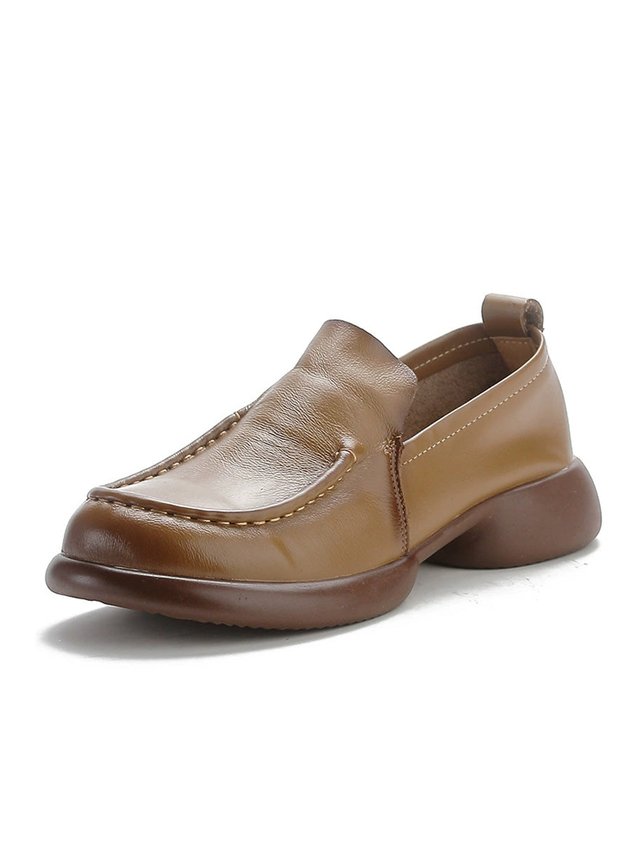 Women Autumn Elegant Genuine Leather Mid Heel Shoes