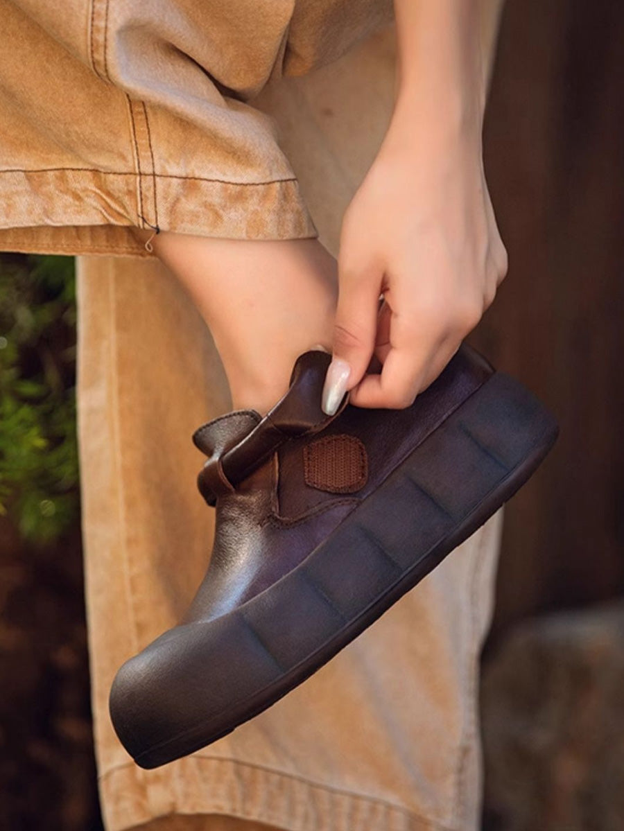 Women Autumn Genuine Leather Soft Flat Shoes