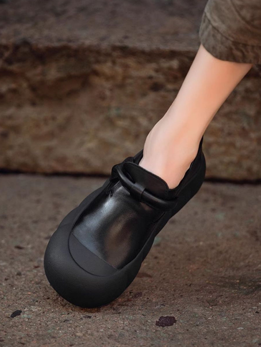 Women Autumn Genuine Leather Soft Flat Shoes