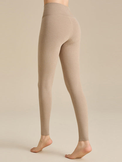 Women Autumn Warm Pure Color High Waist Leggings