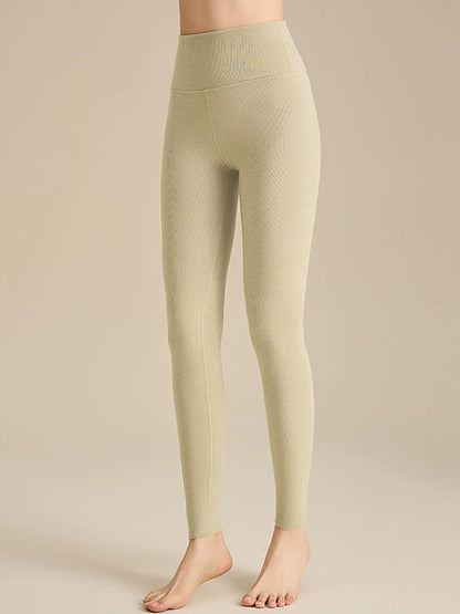 Women Autumn Warm Pure Color High Waist Leggings