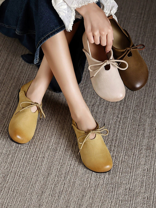 Women Autumn Soft Genuine Leather Low Heel Shoes