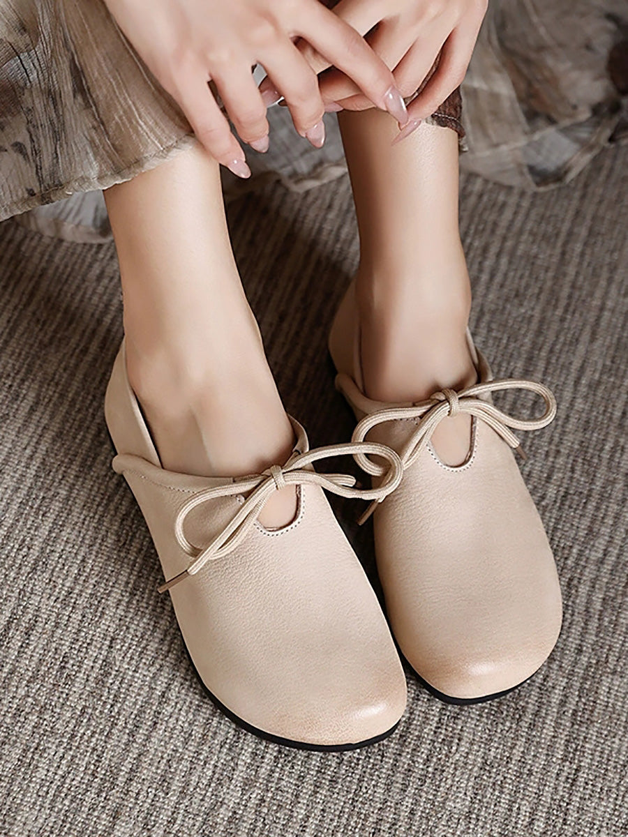 Women Autumn Soft Genuine Leather Low Heel Shoes