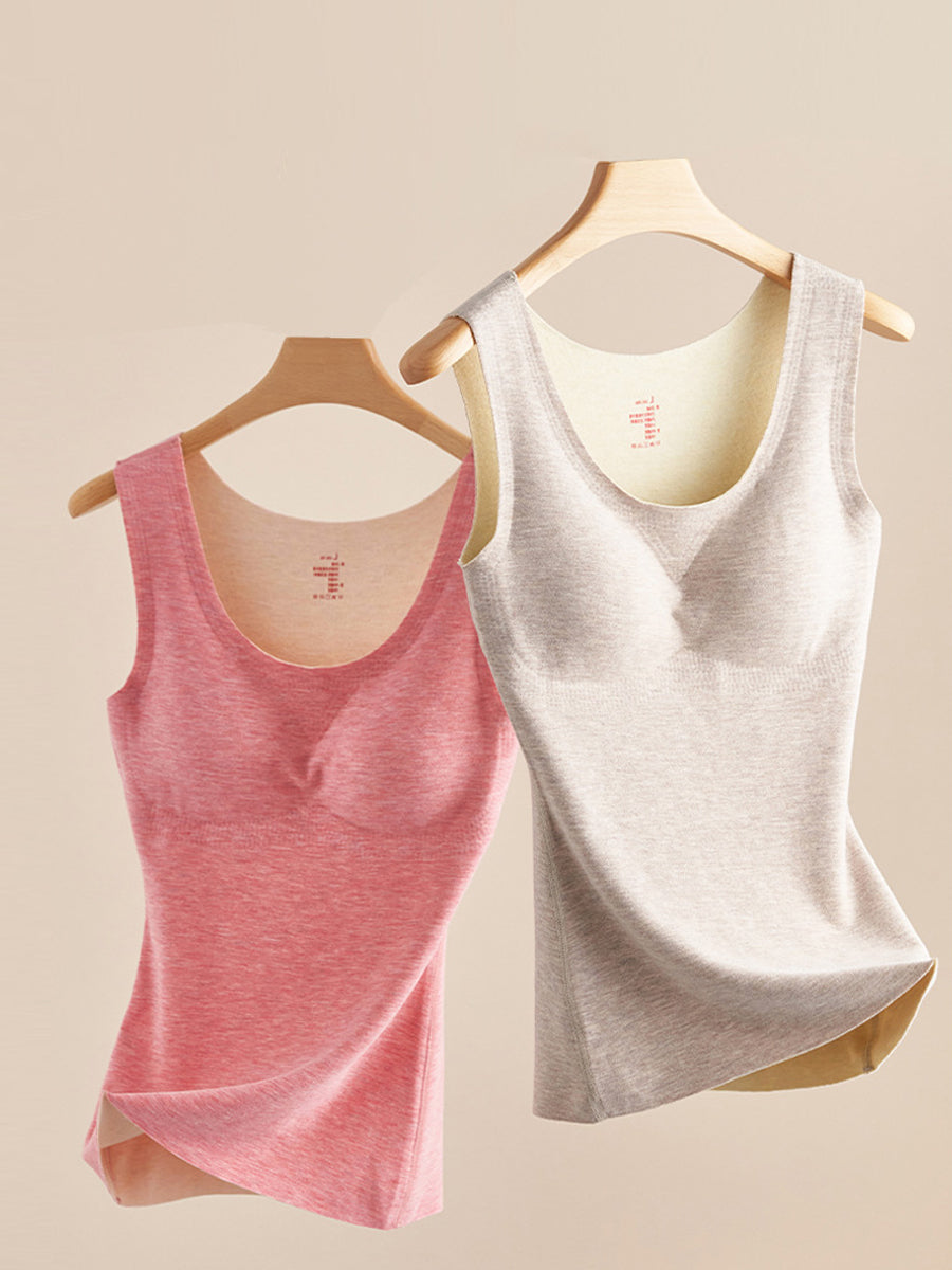 Women Autumn Casual Pure Color U-Neck Bottom Vest