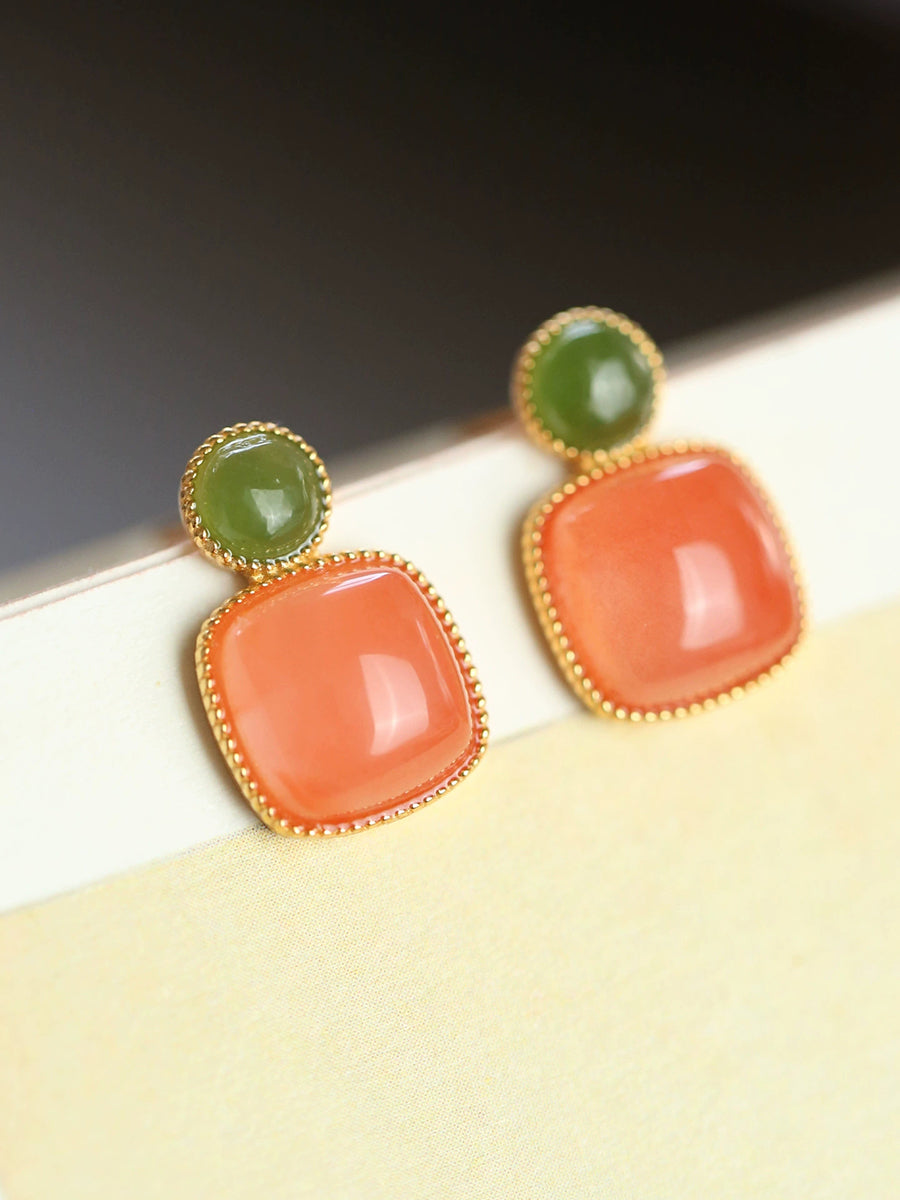 Women Artsy S925Silver Agate Earrings